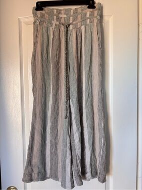 Free People Hamilton Wide Leg Pants striped cotton crop pull on women’s small